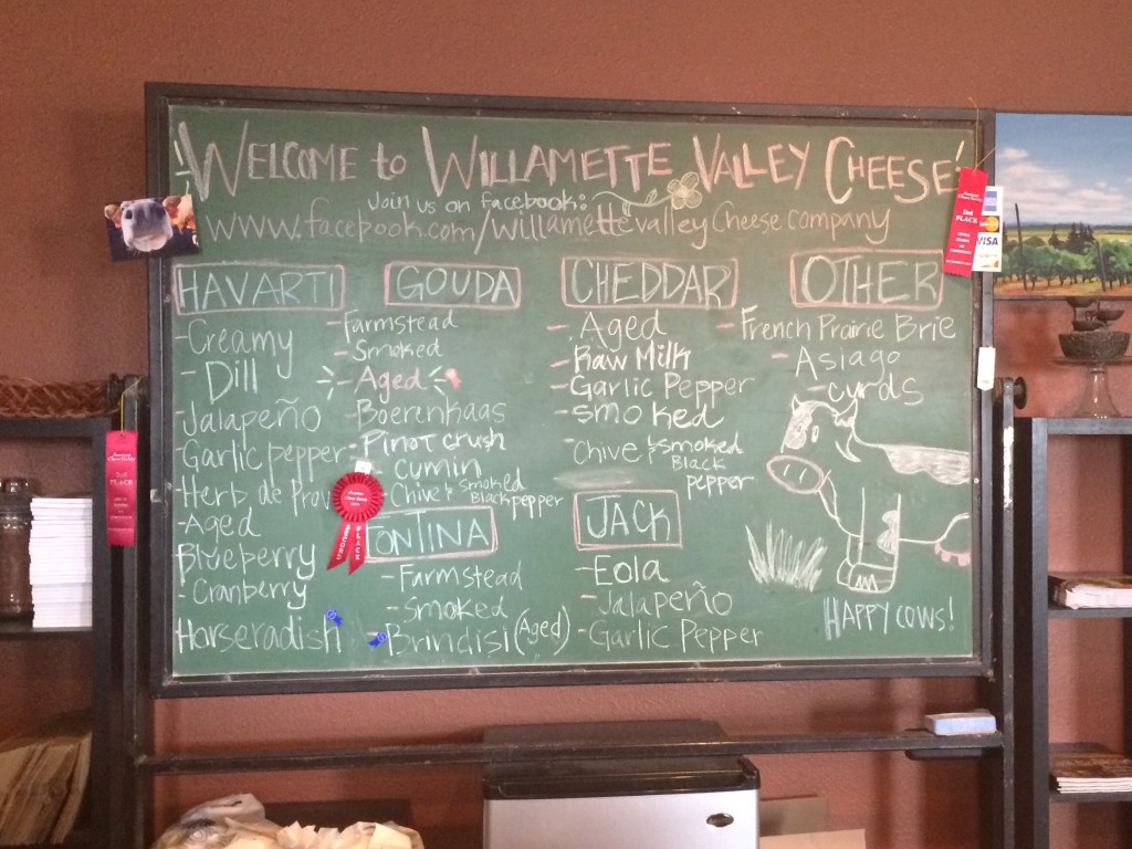 Willamette cheese menu