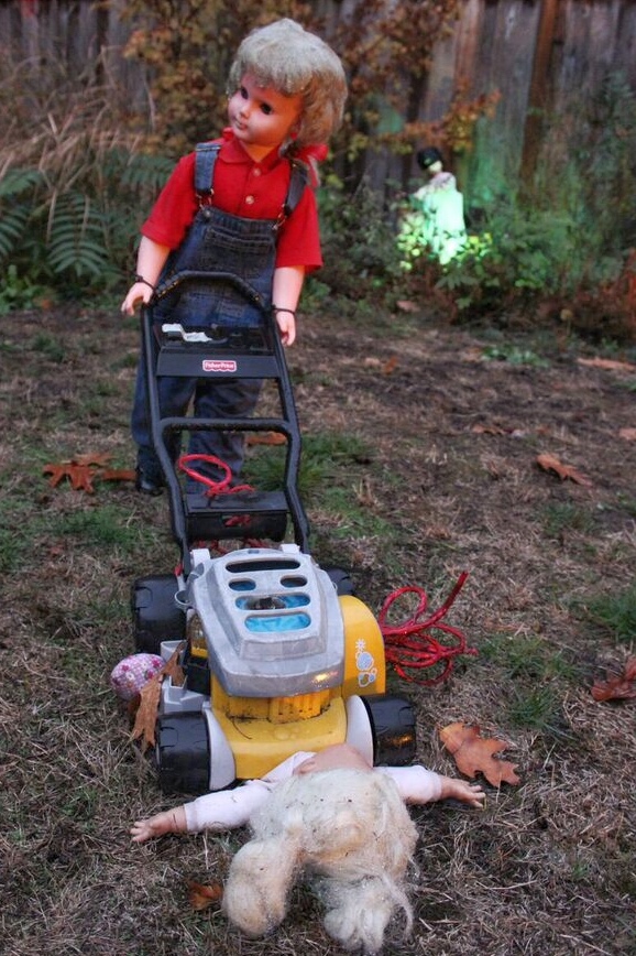 Doll asylum lawn mower accident