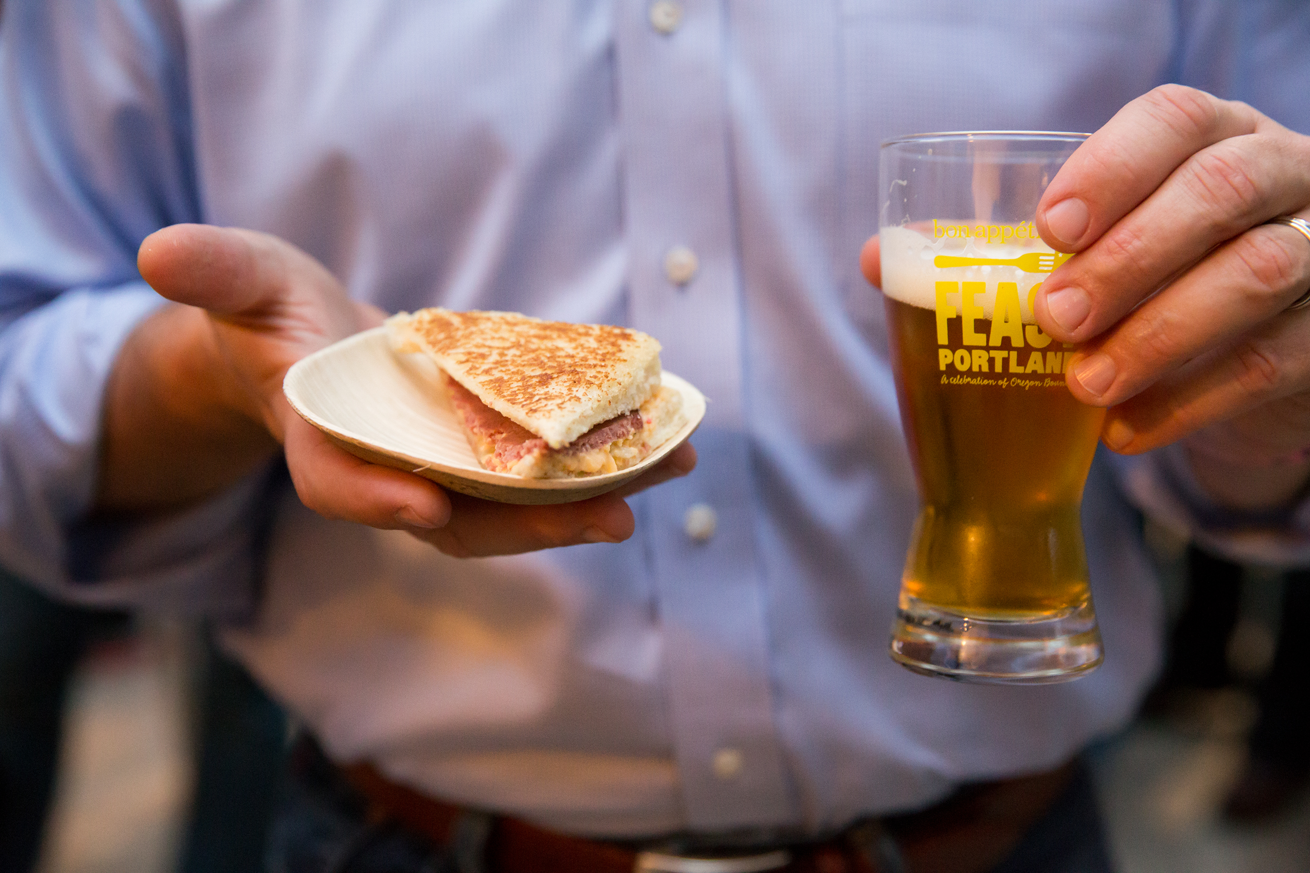 Feast Sandwich and beer